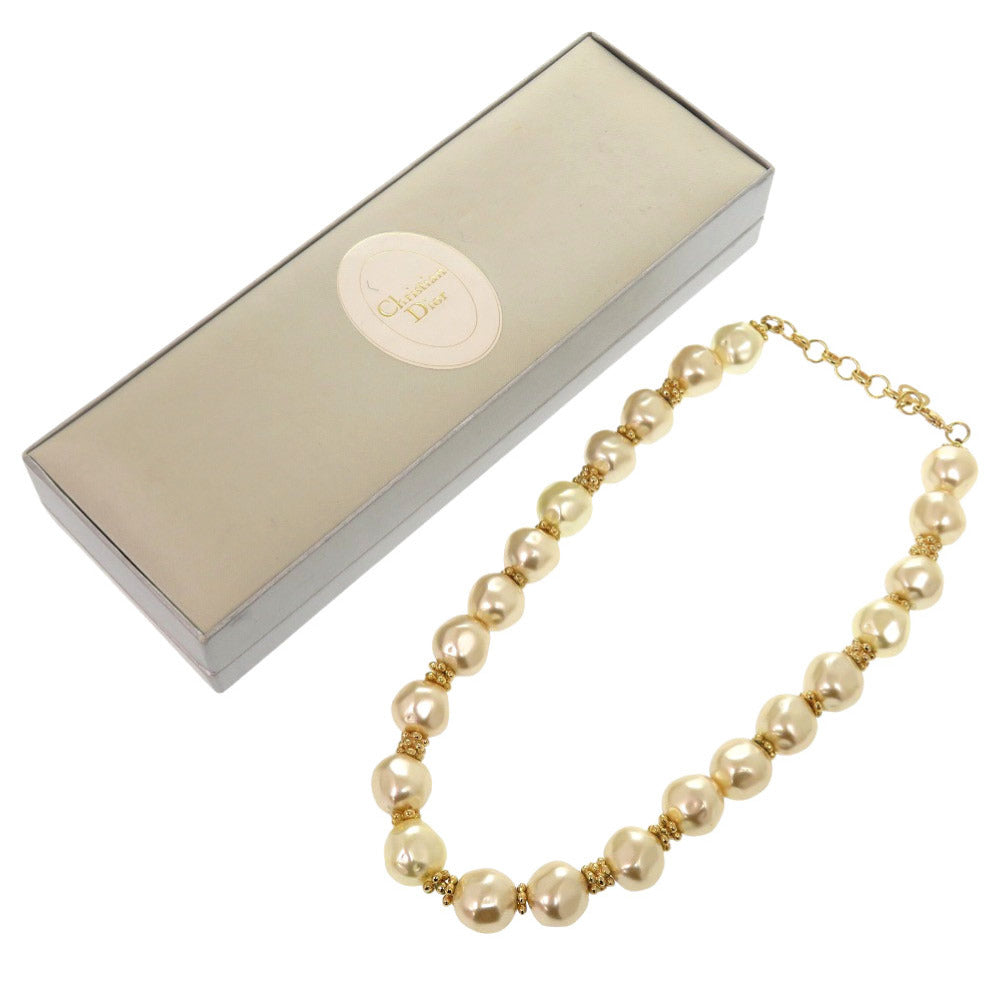 美品 クリスチャン ディオール ヴィンテージ フェイクパール ゴールド ネックレス アクセサリー 1327 【中古】 Christian Dior