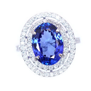 美品 タンザナイト 5.56ct ダイヤ 0.81ct Pt950 リング 指輪 プラチナ/ダイヤモンド 12号 ジュエリー アクセサリー 6F1376-3【中古】レディース