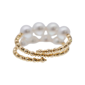 新品同様 6mmパール K18YG リング イエローゴールド/真珠 15号 指輪 ゴールド ジュエリー 1460【中古】