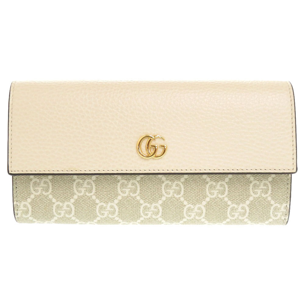 未使用 グッチ コンチネンタルウォレット GGスプリーム GGマーモント ベージュ アイボリー 456116 二つ折り 長財布 財布 1473 【中古】 GUCCI