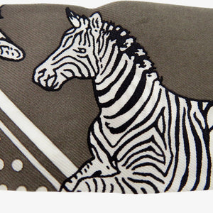 美品 エルメス ツイリー ゼブラ バンダナ LES ZEBRES シルク グリストープ グレー ブラック ホワイト 黒 白 スカーフ 1494【中古】HERMES