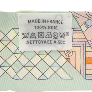 エルメス ツイリー  杖傘と決闘 De l'Ombrelle aux Duels Vieux シルク ペールブルー オレンジ グリーン マルチカラー スカーフ 1494【中古】HERMES