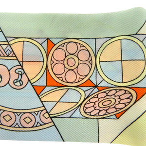 エルメス ツイリー  杖傘と決闘 De l'Ombrelle aux Duels Vieux シルク ペールブルー オレンジ グリーン マルチカラー スカーフ 1494【中古】HERMES