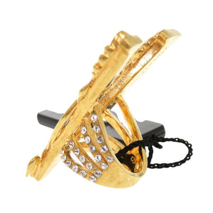 未使用 ジャンニ ヴェルサーチ ヴィルトゥス グレカ Vロゴ メタル ストーン サイズ9号 ゴールド リング 指輪 1581【中古】Gianni Versace