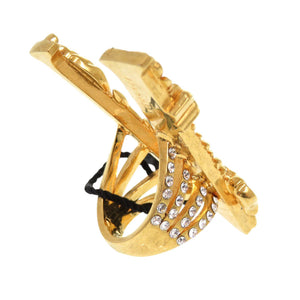 未使用 ジャンニ ヴェルサーチ ヴィルトゥス グレカ Vロゴ メタル ストーン サイズ9号 ゴールド リング 指輪 1581【中古】Gianni Versace