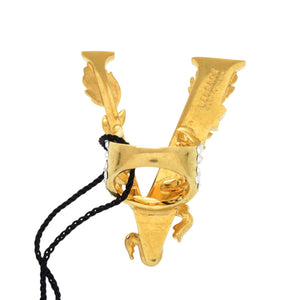 未使用 ジャンニ ヴェルサーチ ヴィルトゥス グレカ Vロゴ メタル ストーン サイズ9号 ゴールド リング 指輪 1581【中古】Gianni Versace