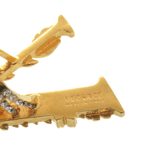 未使用 ジャンニ ヴェルサーチ ヴィルトゥス グレカ Vロゴ メタル ストーン サイズ9号 ゴールド リング 指輪 1581【中古】Gianni Versace