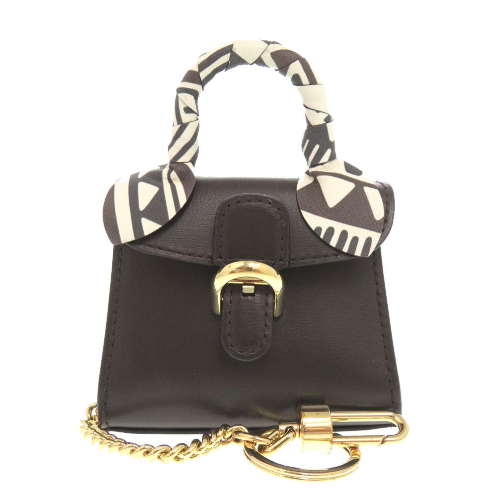 新品同様 デルボー ブリヨン レザー ブラウン キーホルダー バッグチャーム 茶 1596 【中古】 DELVAUX