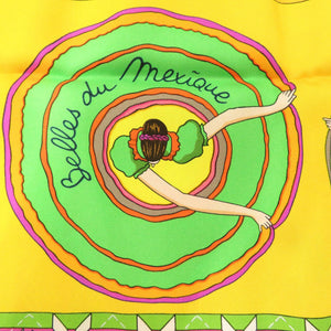 新品同様 エルメス カレ90 《メキシカンダンス》Belles du Mexique シルク オレンジ マルチカラー スカーフ 1598【中古】HERMES