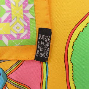 新品同様 エルメス カレ90 《メキシカンダンス》Belles du Mexique シルク オレンジ マルチカラー スカーフ 1598【中古】HERMES