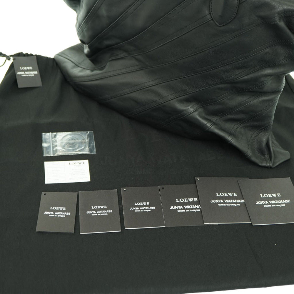 美品 ロエベ × コムデギャルソン ジュンヤワタナベ トートバッグ レザー ブラック 黒 1622【中古】LOEWE