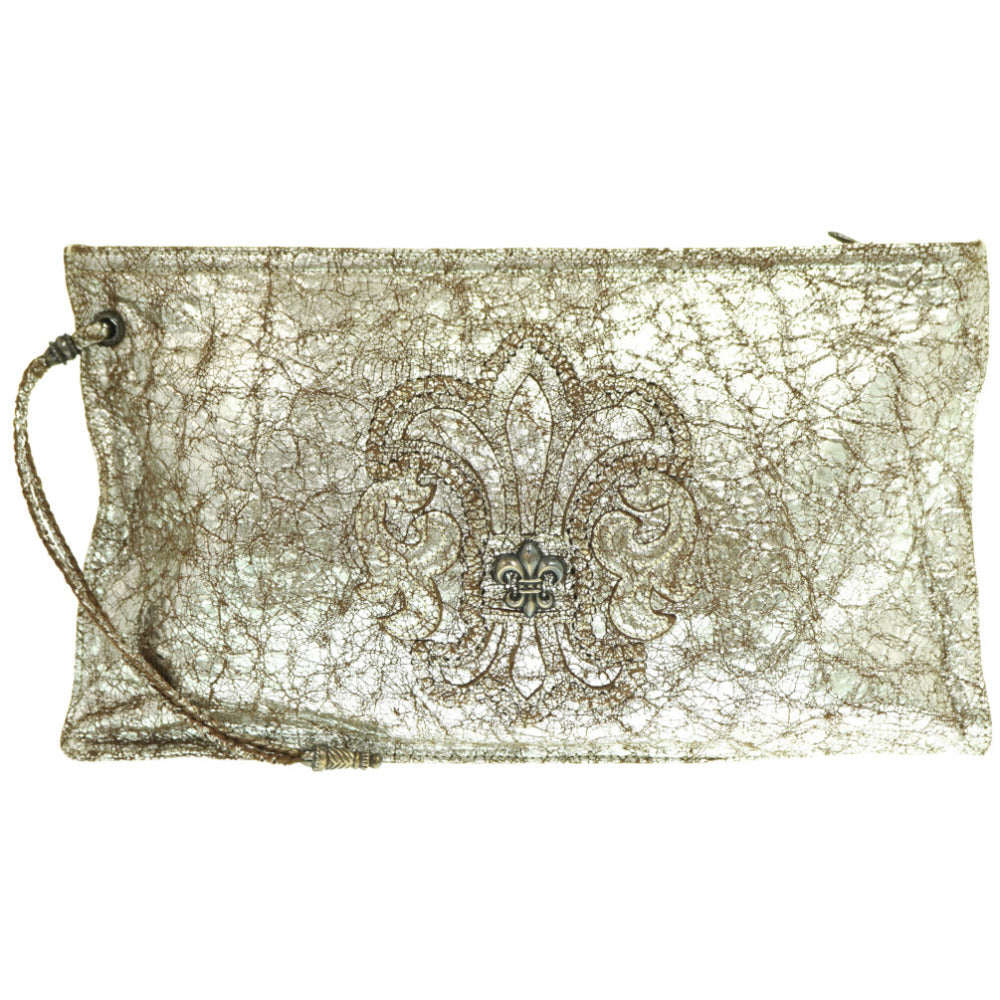 美品 クロムハーツ フラット バッグ BSフレア クラッチバッグ レザー/シルバー925 シルバー 1631【中古】CHROME HEARTS