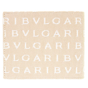 新品同様 ブルガリ ロゴマニア キャンバス ベージュ 二つ折り 札入れ 財布 1770 【中古】 BVLGARI