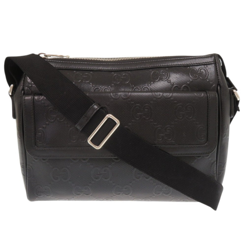 グッチ GGエンボス 658565 ブラック メッセンジャーバッグ ショルダーバッグ 黒 1774【中古】GUCCI メンズ