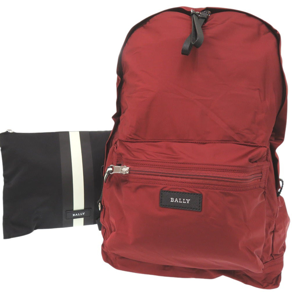 未使用品 バリー FLAIRE 06 DARKRED16 リュックサック エコバッグ ダークレッド バックパック ポーチ付き デイパック ナイロン レッド 1783【中古】BALLY