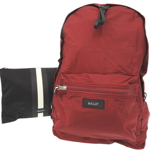 未使用品 バリー FLAIRE 06 DARKRED16 リュックサック エコバッグ ダークレッド バックパック ポーチ付き デイパック ナイロン レッド 1783【中古】BALLY
