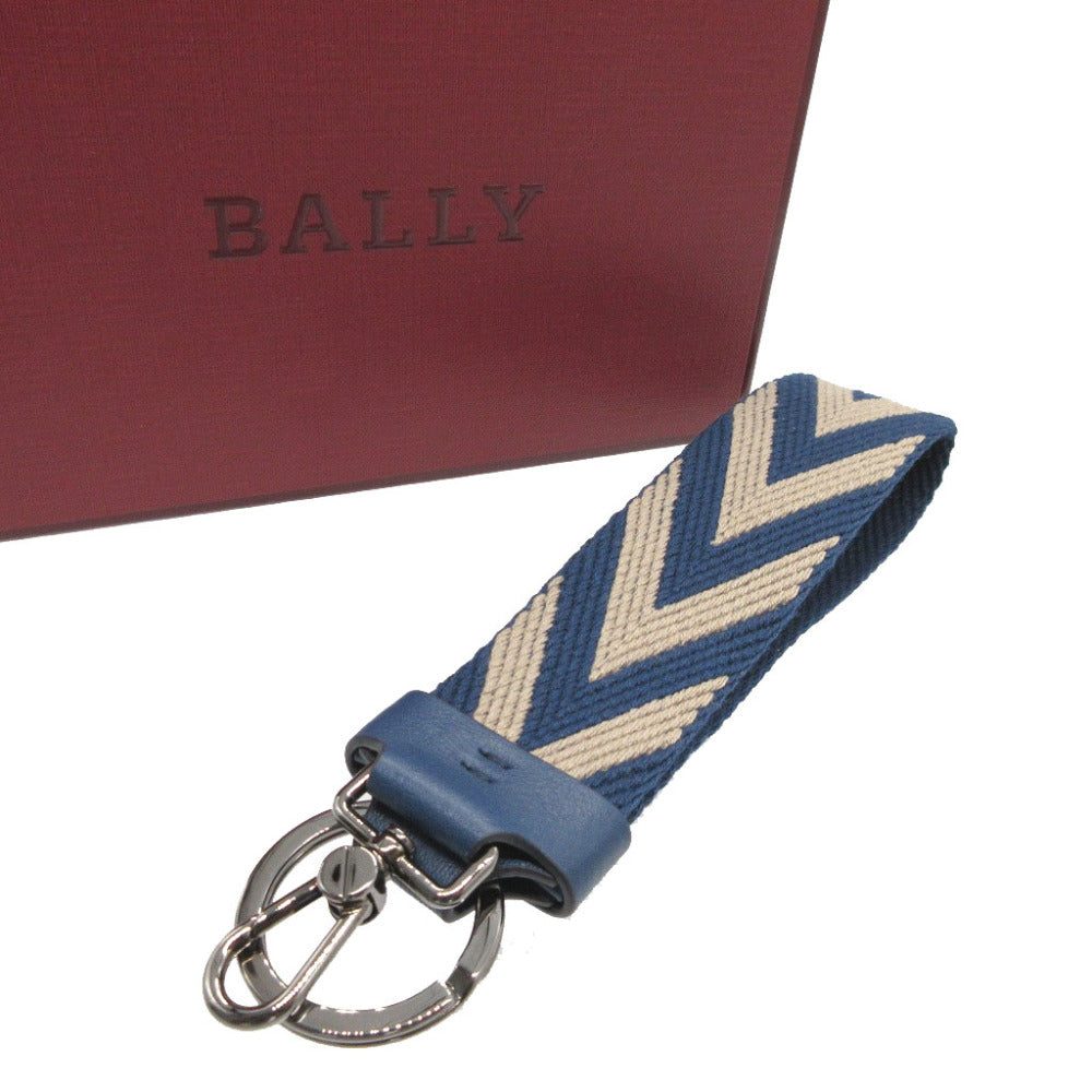 未使用 バリー FLORYAN キャンバス ブルー 青 キーリング キーホルダー 1785【中古】BALLY