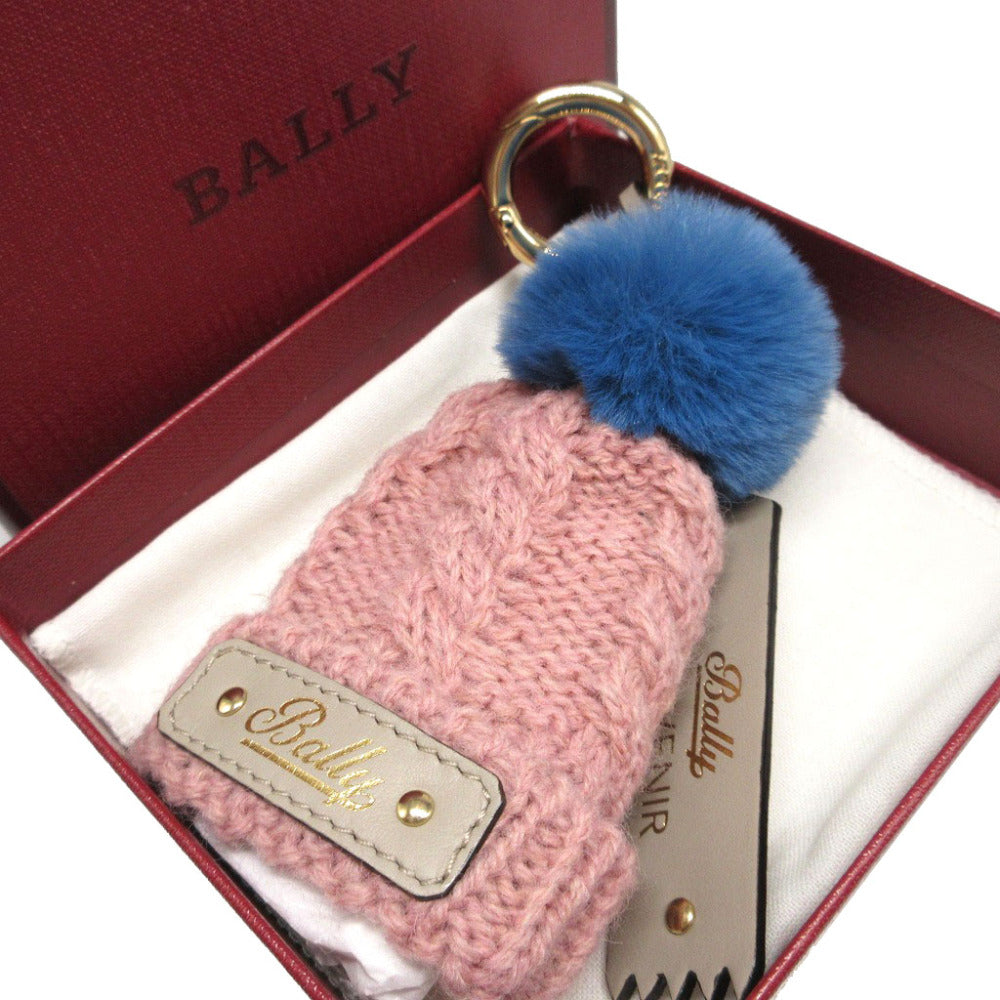 未使用 バリー ニット帽モチーフ ウール ピンク バッグチャーム キーリング キーホルダー 1786【中古】BALLY