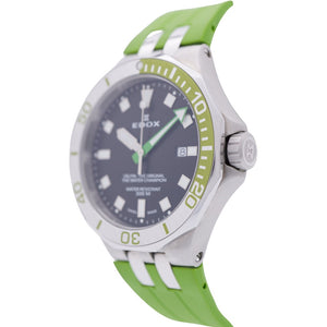 美品 エドックス デルフィン 53015 クオーツ 腕時計 SS/ラバー ブラック グリーン 黒文字盤 0059【中古】EDOX メンズ