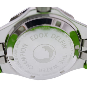 美品 エドックス デルフィン 53015 クオーツ 腕時計 SS/ラバー ブラック グリーン 黒文字盤 0059【中古】EDOX メンズ
