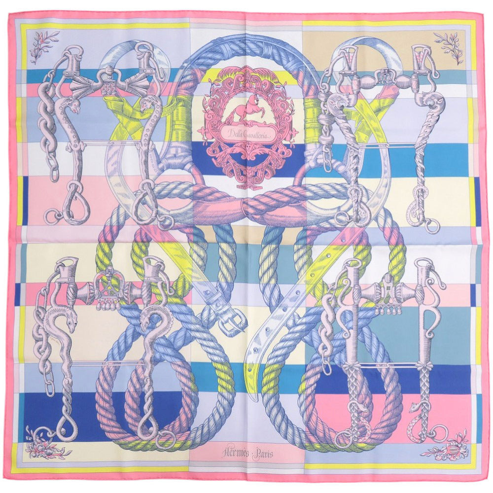 新品同様 エルメス カレ90 ダブルフェイス デッラ カヴァッレリア シルク マルチカラー スカーフ 0216【中古】HERMES