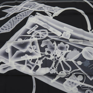 新品同様 エルメス カレ70 プリーズ チェックイン PLEASE CHECK-IN スカーフ シルク ブラック 0232【中古】HERMES