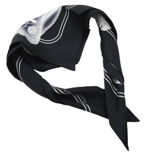 新品同様 エルメス カレ70 プリーズ チェックイン PLEASE CHECK-IN スカーフ シルク ブラック 0232【中古】HERMES