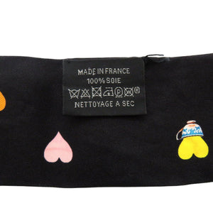 美品 エルメス ツイリー ティータイム Tea Time 063782S シルク ブラック スカーフ 黒 0257【中古】HERMES