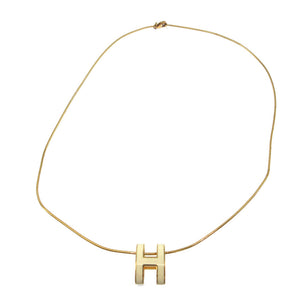 美品 エルメス ポップアッシュ メタル アイボリー ゴールド ワイヤー ネックレス 0655【中古】HERMES