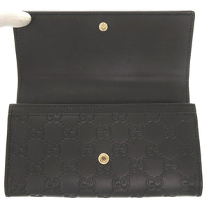 新品同様 グッチ グッチシマ GG柄 シグネチャー コンチネンタルウォレット リボン レザー ブラック 388679 長財布 財布 黒 0657 【中古】 GUCCI