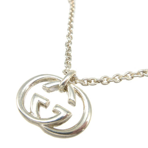 美品 グッチ インターロッキング ダブルG ロゴ シルバー925 シルバー ネックレス 0685【中古】GUCCI