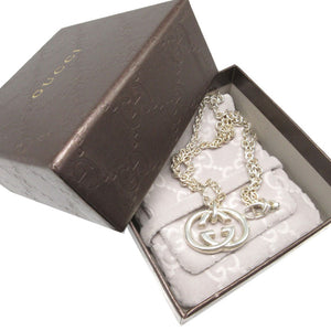 美品 グッチ インターロッキング ダブルG ロゴ シルバー925 シルバー ネックレス 0685【中古】GUCCI