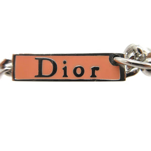 新品同様 クリスチャンディオール ロゴプレート ブレスレット メタル シルバー ピンク 0687【中古】Christian Dior