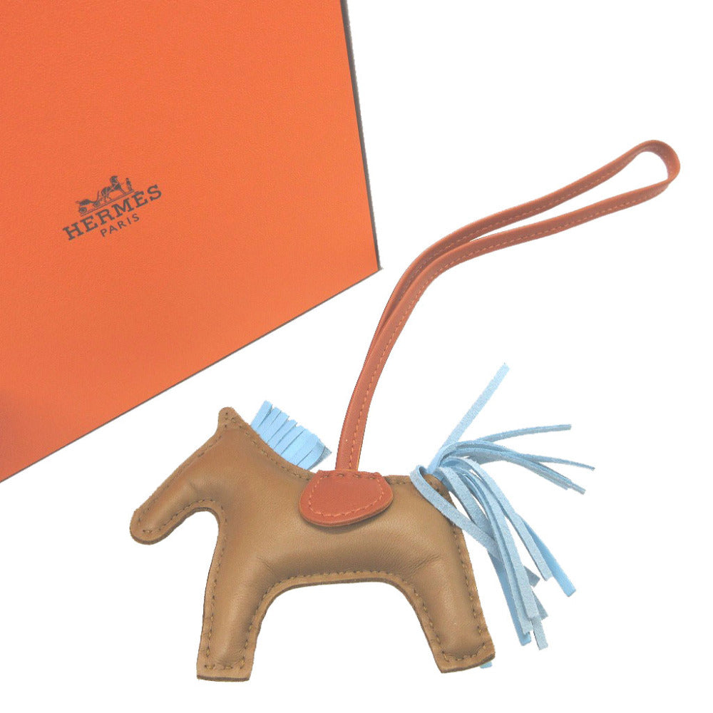 美品 エルメス ロデオチャームPM アニューミロ A刻印(2017年製) セサミ セレステ ゴールド バッグチャーム キーホルダー 0803【中古】HERMES