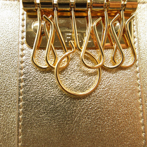 美品 フェンディ ピーカブー 8AP159 レザー ベージュ ゴールド 6連 キーケース 0804【中古】FENDI