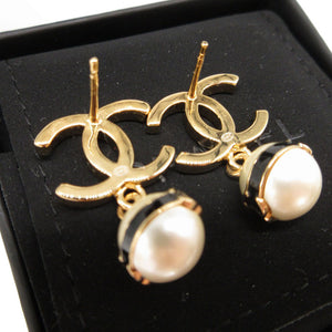 美品 シャネル ココマーク パール B24S メタル ゴールド ピアス 0812【中古】CHANEL