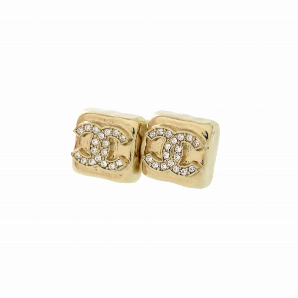 美品 シャネル ココマーク スクエア ストーン ゴールド ピアス I24C アクセサリー 0813 【中古】 CHANEL