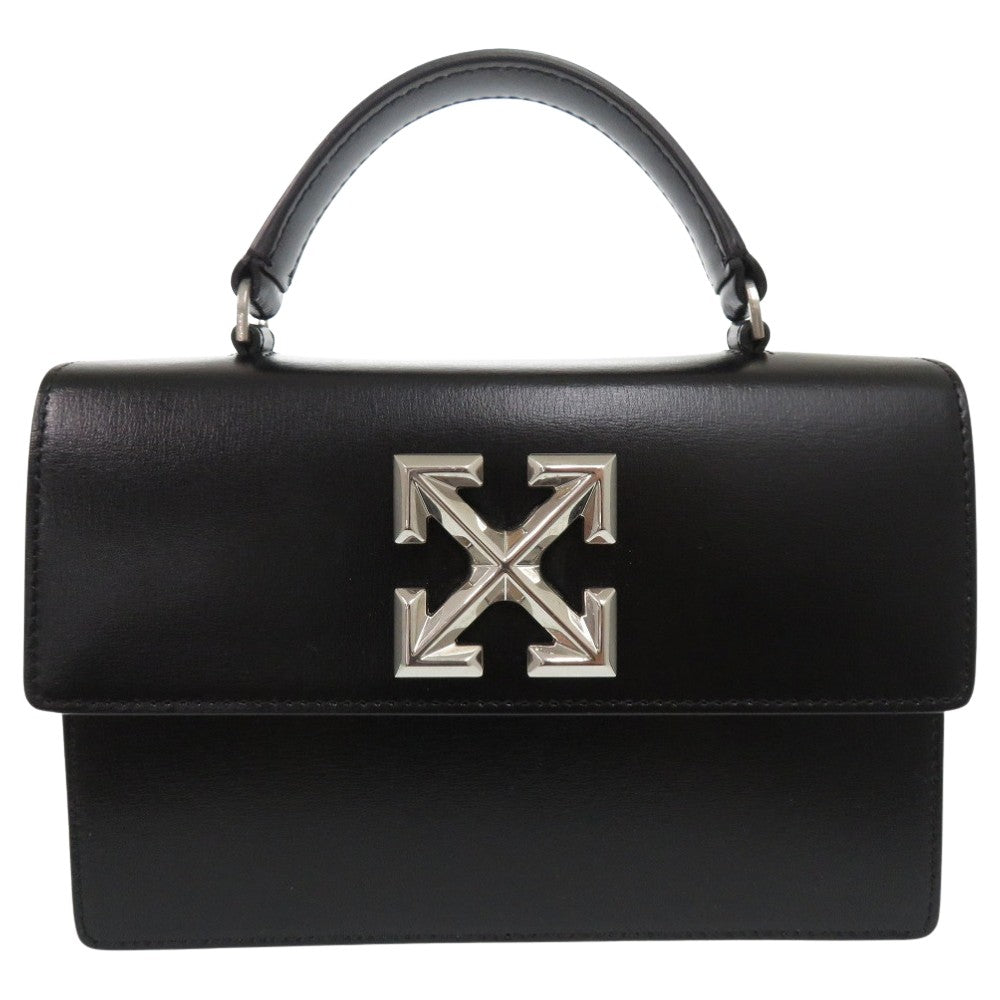 新品同様 オフホワイト Jitney 2.8 ハンドバッグ 黒 シルバー レザー OWNA092E197190771000 0816【中古】OFF-WHITE