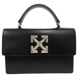 新品同様 オフホワイト Jitney 2.8 ハンドバッグ 黒 シルバー レザー OWNA092E197190771000 0816【中古】OFF-WHITE