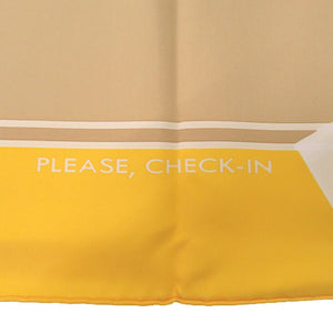 未使用 エルメス カレ PLEASE CHECK-IN プリーズチェックインケリー Kelly シルク イエロー ベージュ 黄色 スカーフ 0818【中古】HERMES