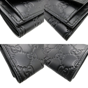 新品同様 グッチ グッチシマ 547070 レザー ブラック 黒 コンパクトウォレット 3つ折り財布 財布 0837【中古】GUCCI