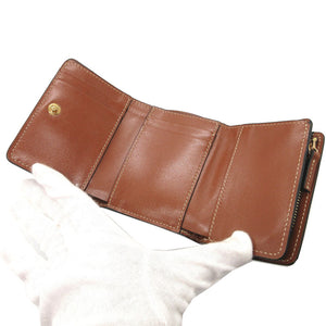 新品同様 ヴェルサーチ レザー ブラウン 茶 ブラック 黒 コンパクトウォレット 3つ折り財布 財布 0839【中古】VERSACE