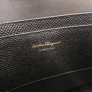 美品 サルヴァトーレフェラガモ ガンチーニ レザー ブラック ショルダーバッグ 黒 0840【中古】Salvatore Ferragamo