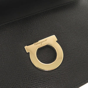 美品 サルヴァトーレフェラガモ ガンチーニ レザー ブラック ショルダーバッグ 黒 0840【中古】Salvatore Ferragamo