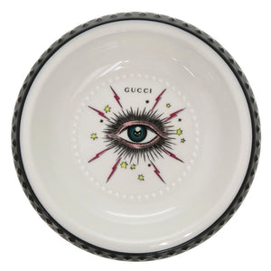 未使用 グッチ スターアイ プリント アッシュトレイ ポーセリン ホワイト ブラック マルチカラー 白色 黒色 食器 皿 0847【中古】GUCCI