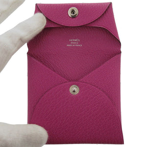 未使用品 エルメス バスティア シェーブル ローズパープル シルバー金具 C刻印(2018年製) コインケース 財布 紫 0855【中古】HERMES