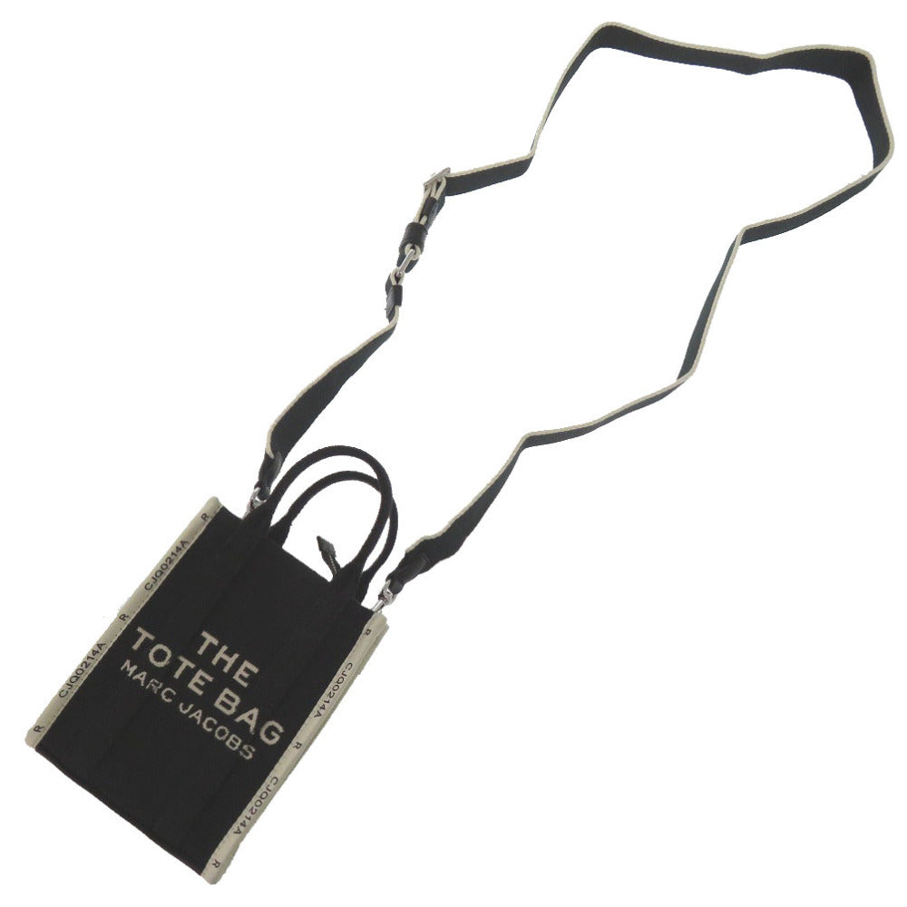 未使用 マークジェイコブス THE JACQUARD PHONE TOTE BAG コットン/ポリエステル ブラック トートバッグ  0872【中古】MARC JACOBS