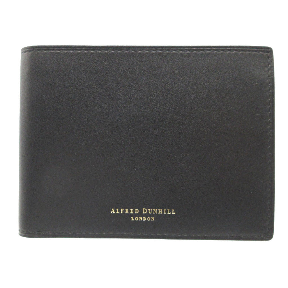 新品同様 ダンヒル レザー ブラック 黒 札入れ 2つ折り財布 財布 0905【中古】dunhill