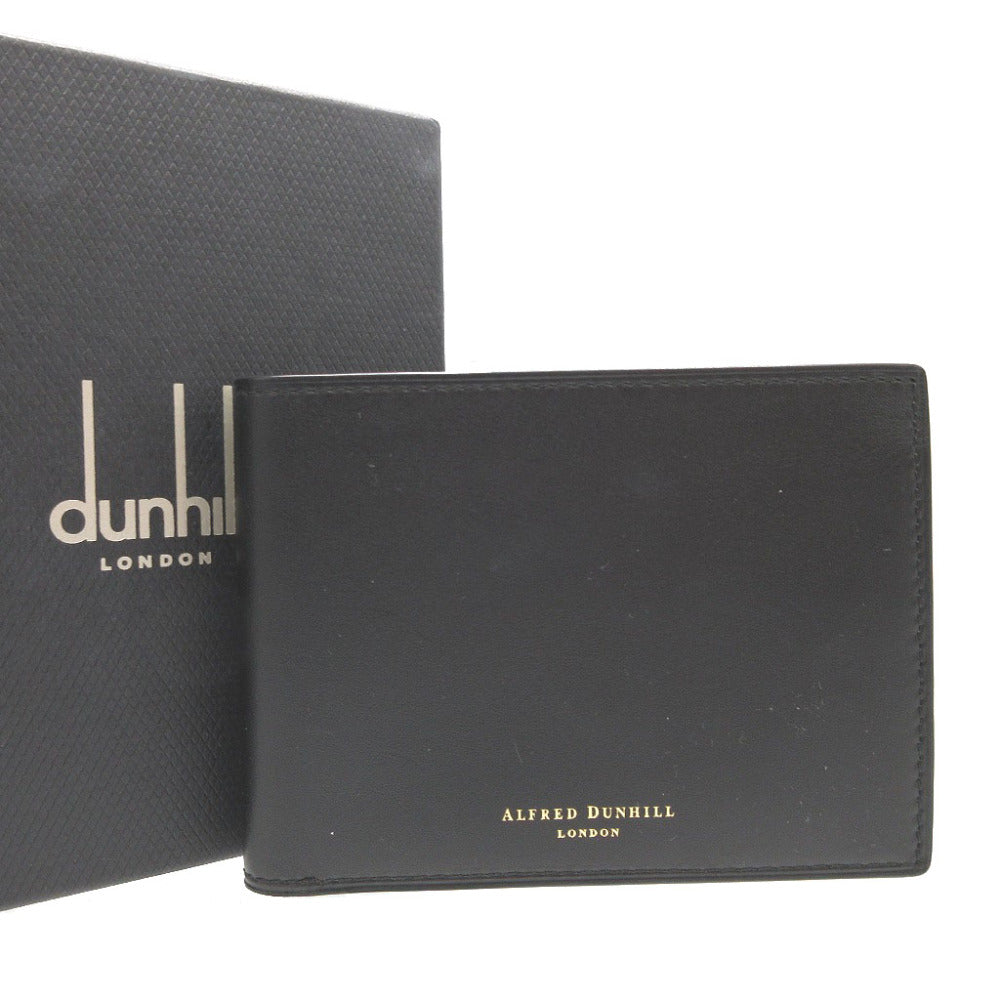 新品同様 ダンヒル レザー ブラック 黒 札入れ 2つ折り財布 財布 0905【中古】dunhill
