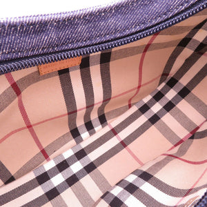 美品 バーバリー ノバチェック デニム ネイビー レザー ショルダーバッグ 0935【中古】BURBERRY